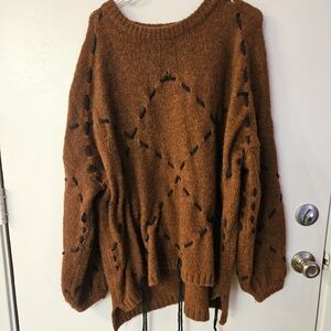 Allison Cozy Brown Sweater with Black String Accents